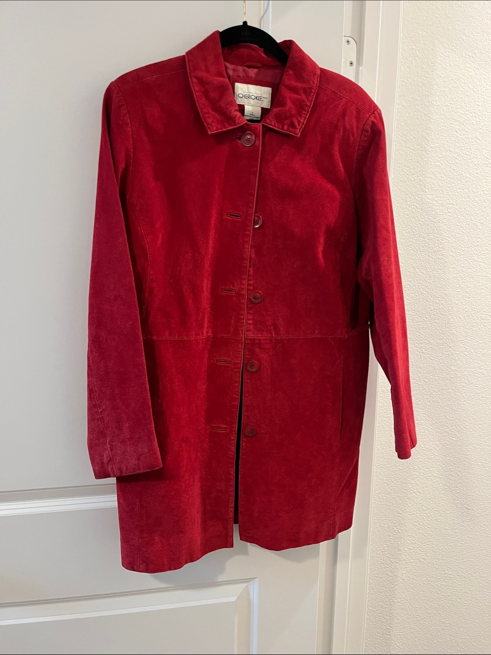 Cherokee Red Suede Single-Breasted Trench Coat